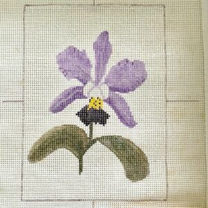 Purple Floral Needlepoint Art